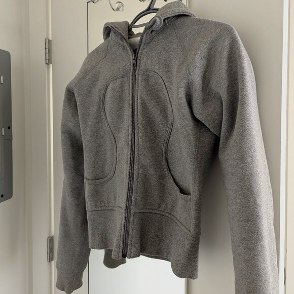 Light Grey Fleece Linning Slim Fit Lululemon Hoodie Size 4 Excellent Condition - Picture 1 of 4